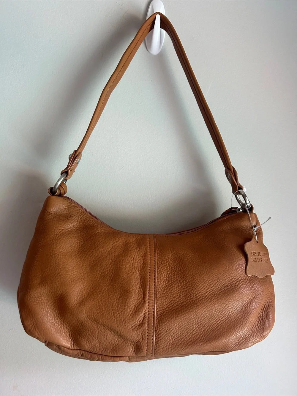 NWT Gianni Bernini Leather Hobo Shoulder Bag in Camel Tan